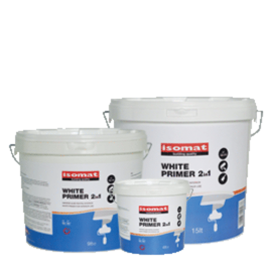 Poza cu Amorsă albă pe bază de apă, pentru interior ISOMAT WHITE PRIMER 2 IN 1, bidon 9 litri